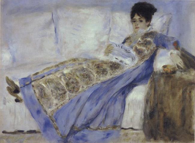 Pierre Renoir Madame Monet Reclining on a Sofa Reading Le Figaro oil painting image